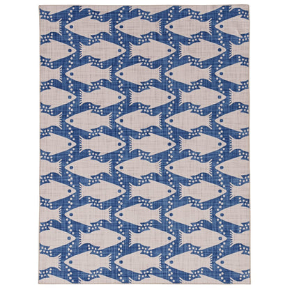 Washable Seabourne Ivory/Blue 5x7, Rug