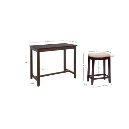 Claridge 3Pc Counter Set Walnut Linen