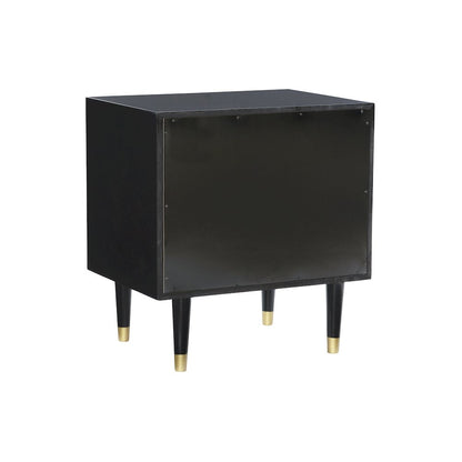 Two Drawer Geo Texture Nightstand Black