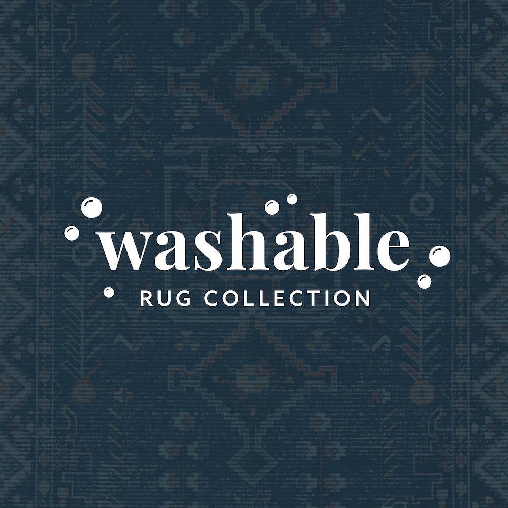 Washable Larson Navy/Ivory 2x3, Rug