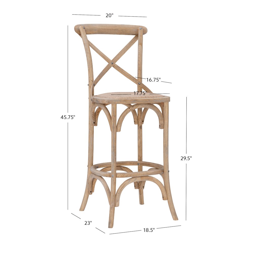 Roxy 30 In Gray Wash Bar Stool