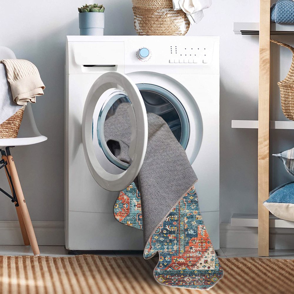Washable Markum Teal/Rust 3x5, Rug