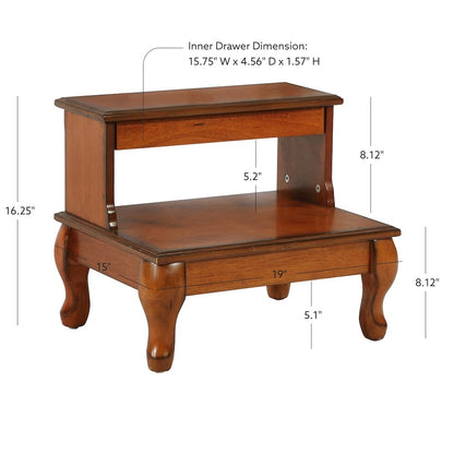 Attic Cherry Antique Cherry Bed Steps with Drawer