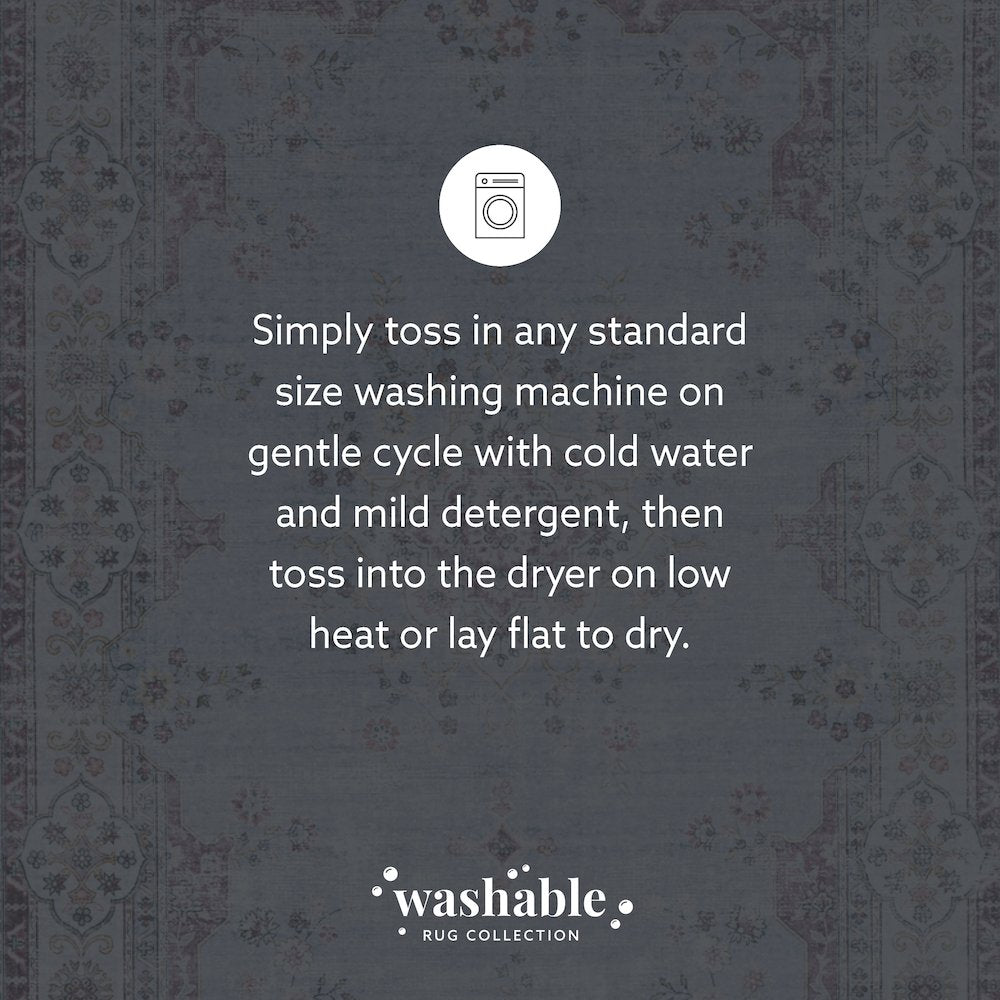 Washable Lennox Pale Blue/Ivory 5x7, Rug