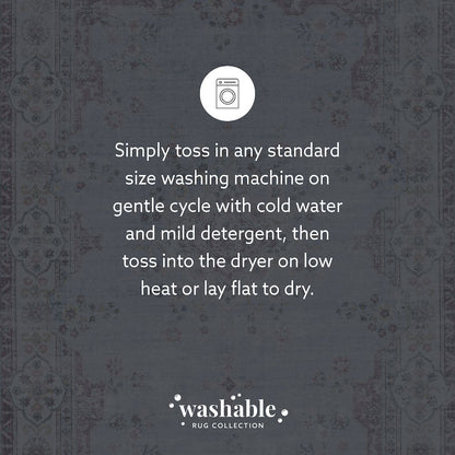 Washable Lennox Pale Blue/Ivory 5x7, Rug