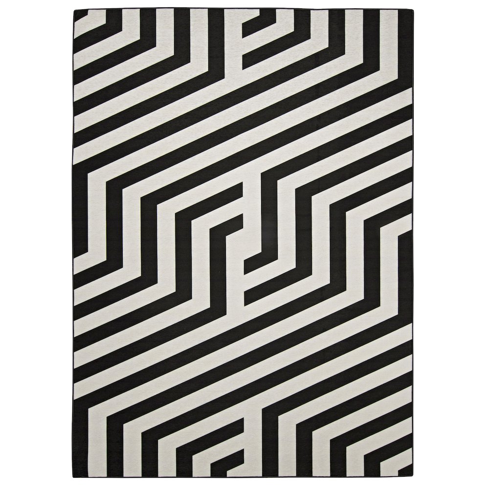 Outdoor Washable Myers Ivory & Black 3' X 5', Rug