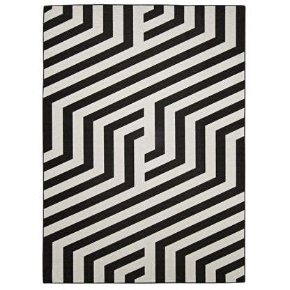 Outdoor Washable Myers Ivory & Black 3' X 5', Rug