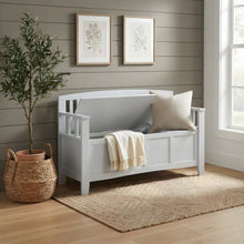 Rubberwood Flip-Top Storage Bench with Hidden Compartment for Entryway, White