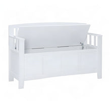 Rubberwood Flip-Top Storage Bench with Hidden Compartment for Entryway, White