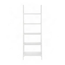 Wood Ladder Bookcase with Five Shelves, Tall Bookshelf, White
