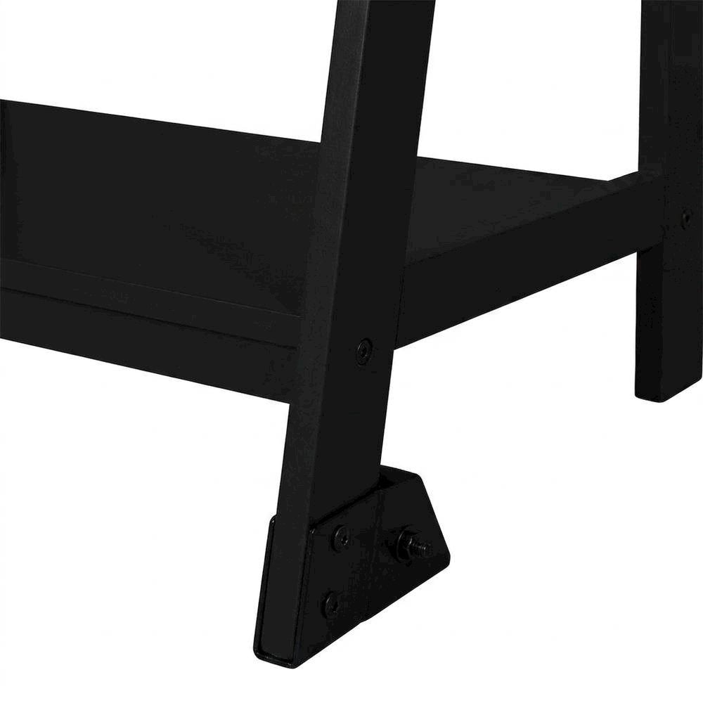Wood Ladder Bookcase with Five Shelves, Tall Bookshelf, Black