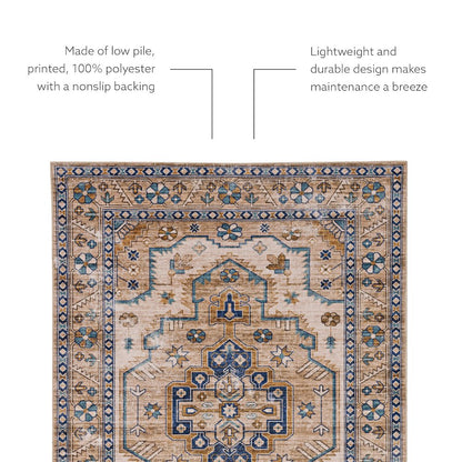 Washable Julian Ivory/Gold 3x5, Rug