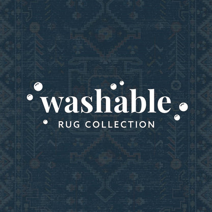 Washable Larson Navy/Ivory 2x8, Rug