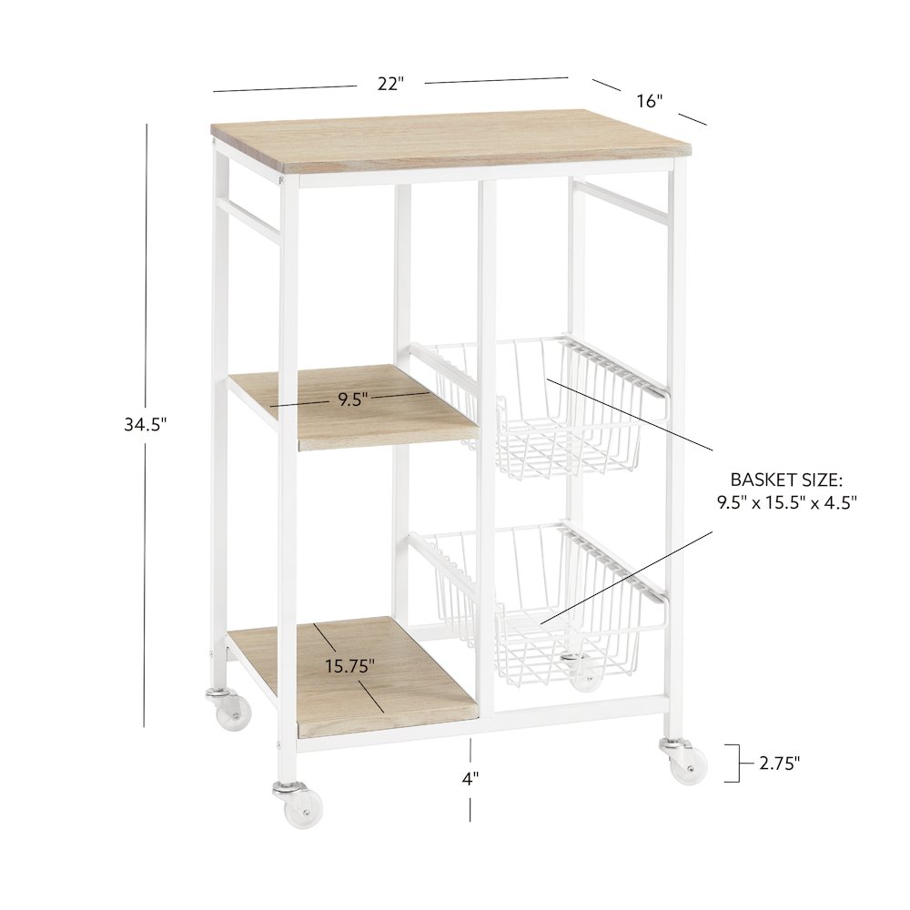 Alicia Small Kitchen Cart White