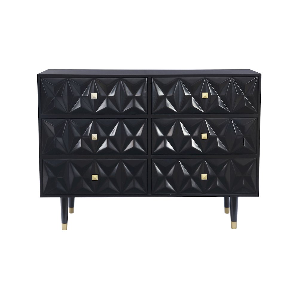 Six Drawer Geo Texture Dresser Black