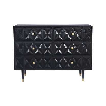 Six Drawer Geo Texture Dresser Black