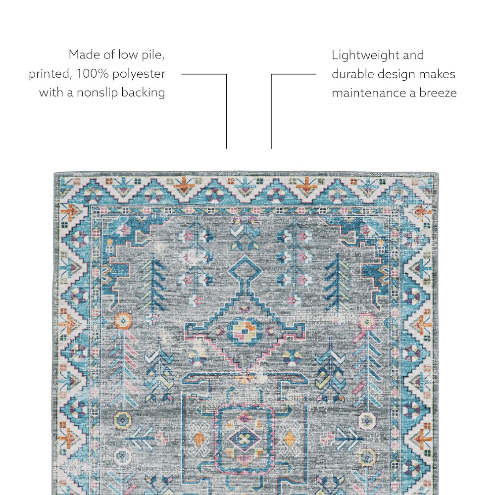 Washable Barron Grey/Green 3x5, Rug