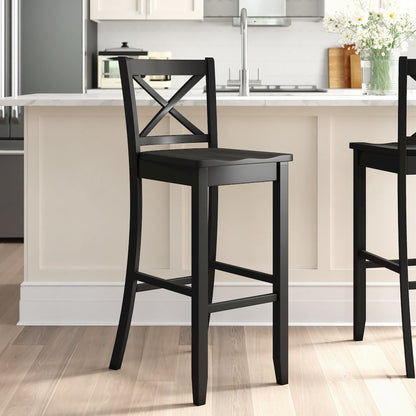Black 30 In X Back Bar Stool