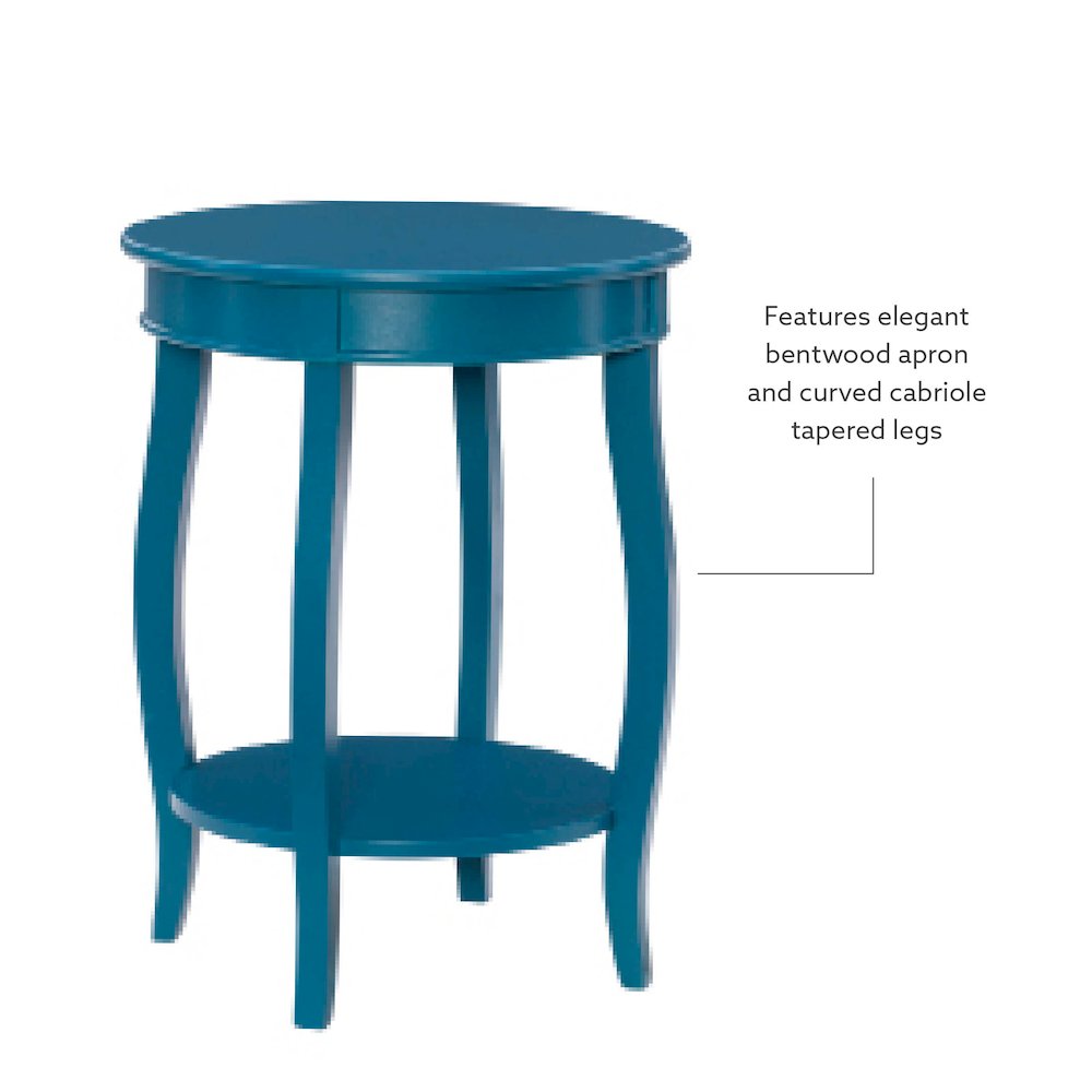 Teal Round Table with Shelf