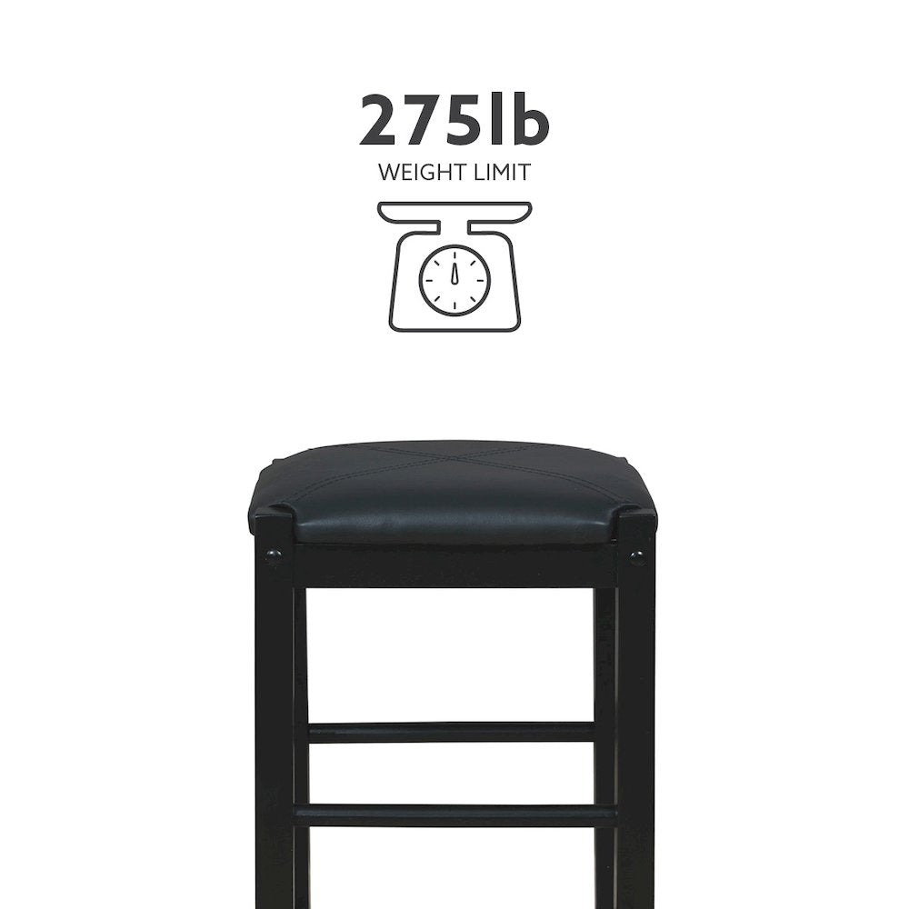 Lancer Backless Counter Stools, Black - Set Of Two