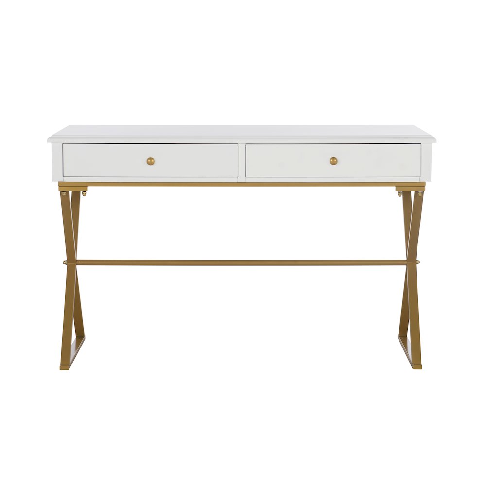 Two-Drawer Campaign Desk, White