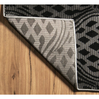 Milan Mylon Black & Grey 5x7.6, Rug
