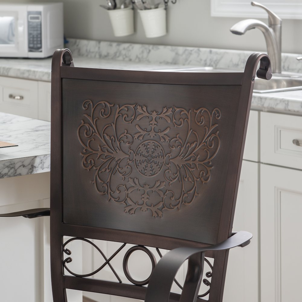 Big & Tall Copper Stamped Back Counter Stool with Arms