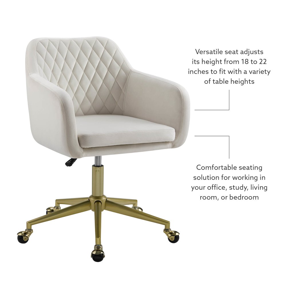 Imogen Quilted Office Chair Off White