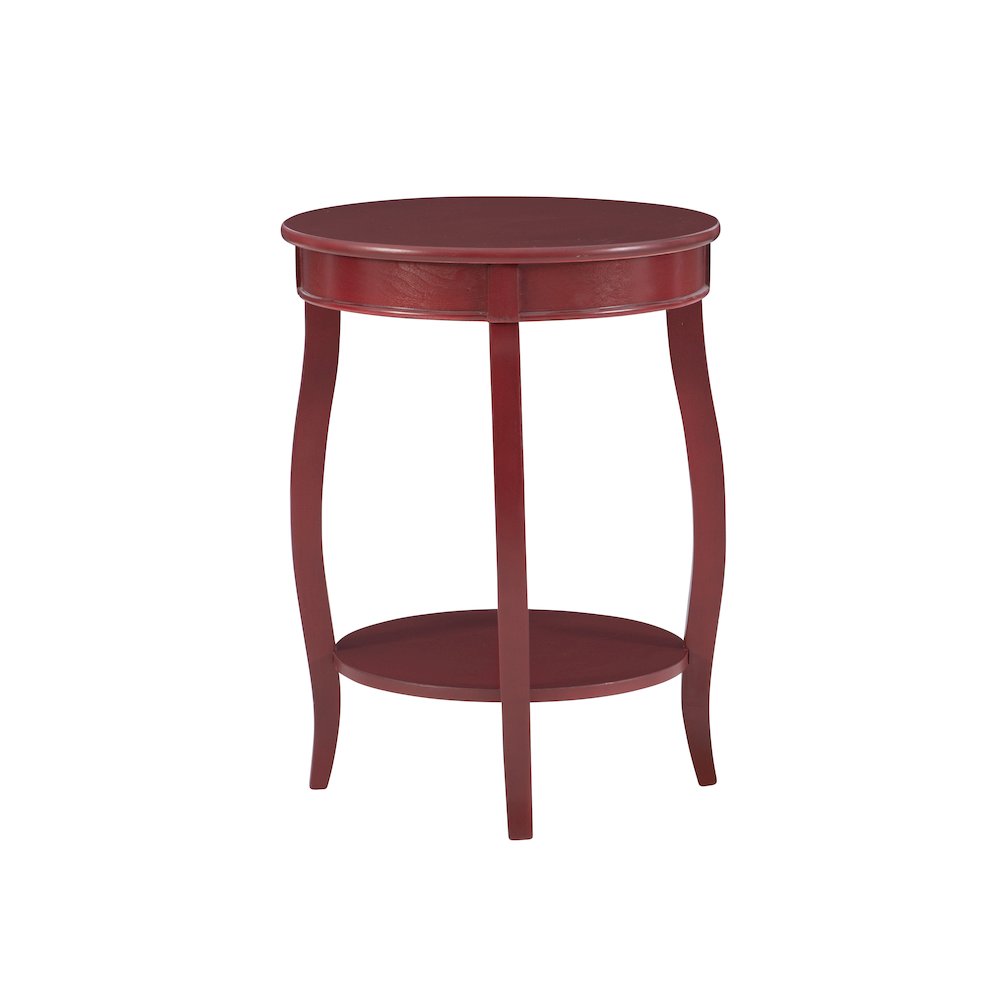 Red Round Table with Shelf