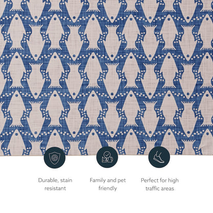Washable Seabourne Ivory/Blue 3x5, Rug