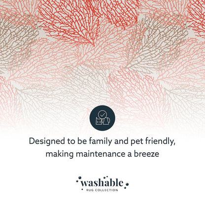 Washable Haylee Ivory/Coral 2x3, Rug