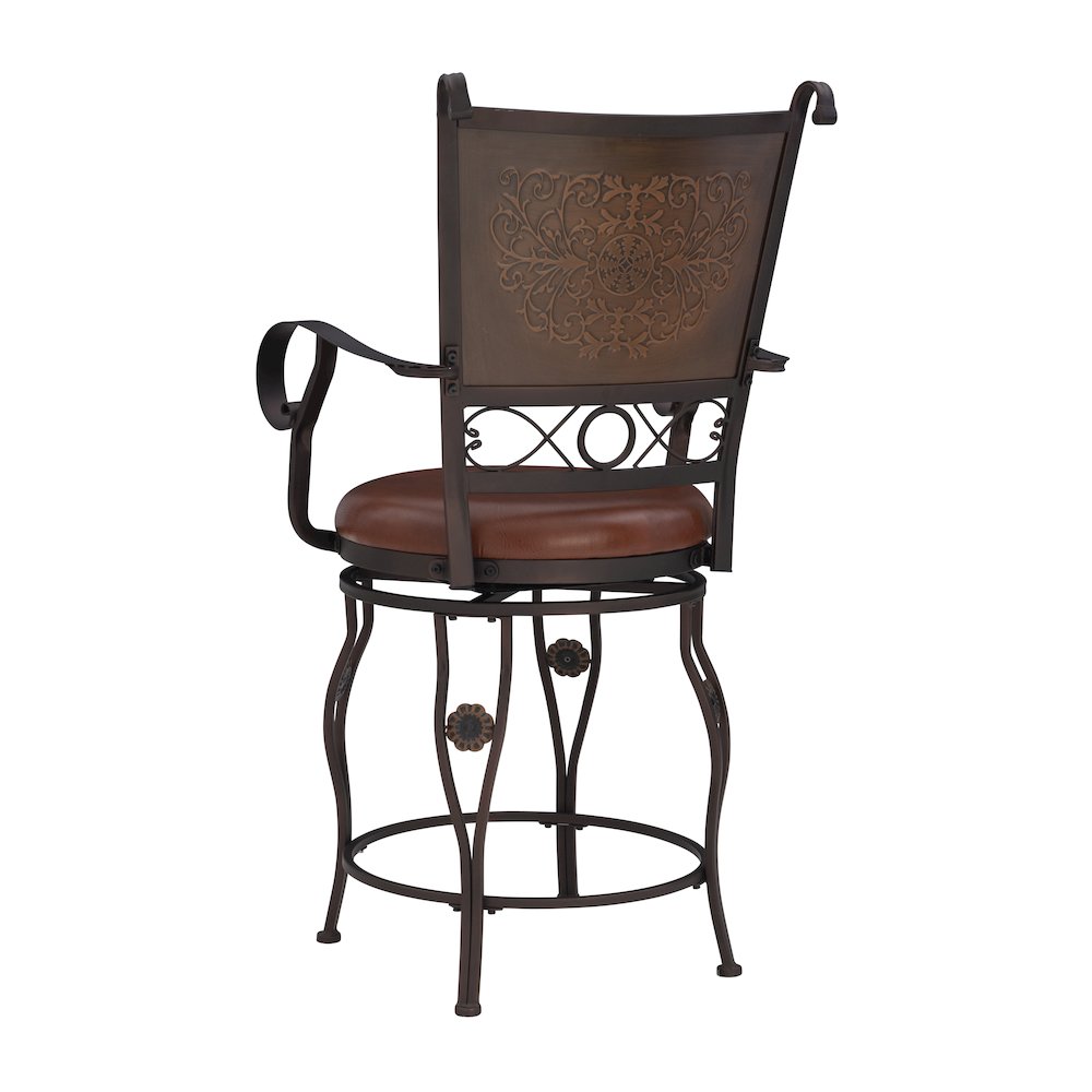 Big & Tall Copper Stamped Back Counter Stool with Arms