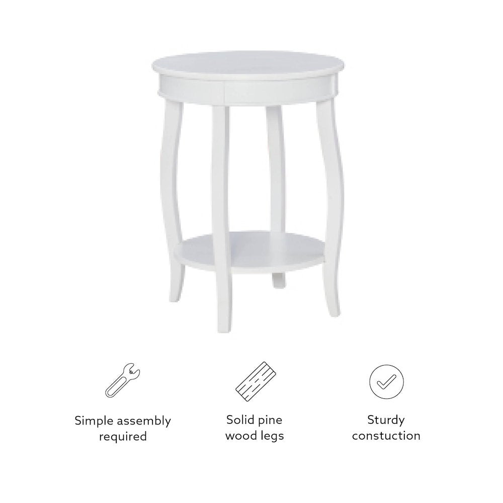 White Round Table with Shelf