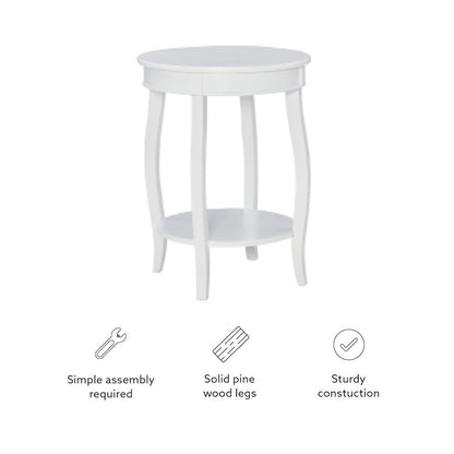 White Round Table with Shelf