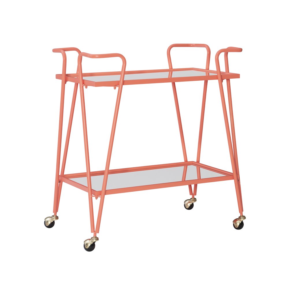 Coral Mid-Century Bar Cart