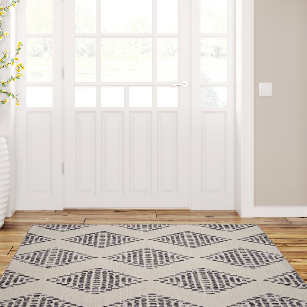 Outdoor Washable Navarre Ivory & Brown 3' X 5', Rug