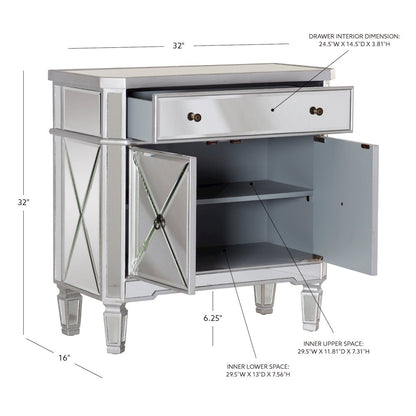 Mirrored 1-Drawer, 2-Door Console