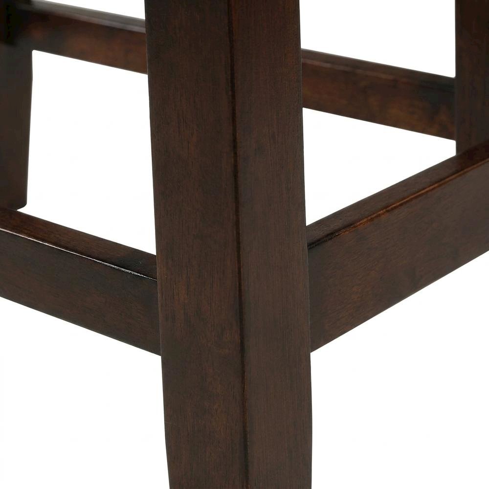 Rubberwood Counter Stools with Upholstered Seat, Set of 2 Barstools, Brown