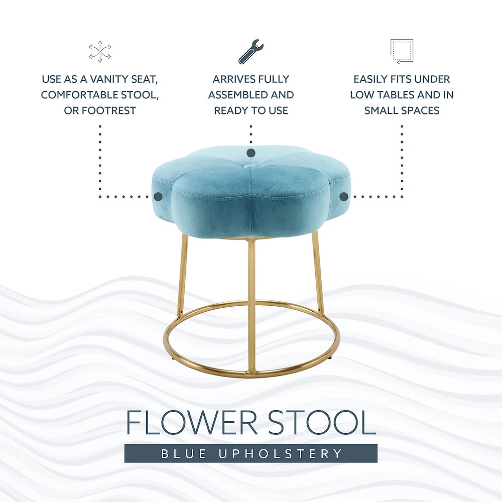 Seraphina Accent Vanity Stool, Blue