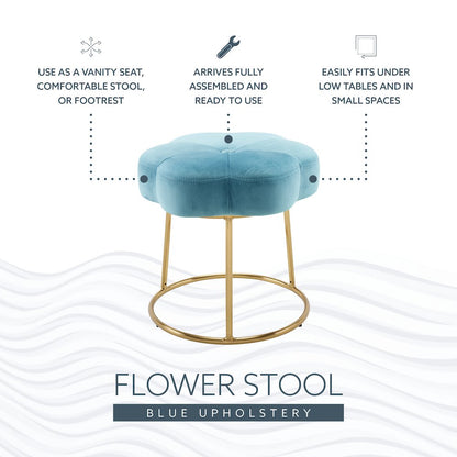 Seraphina Accent Vanity Stool, Blue