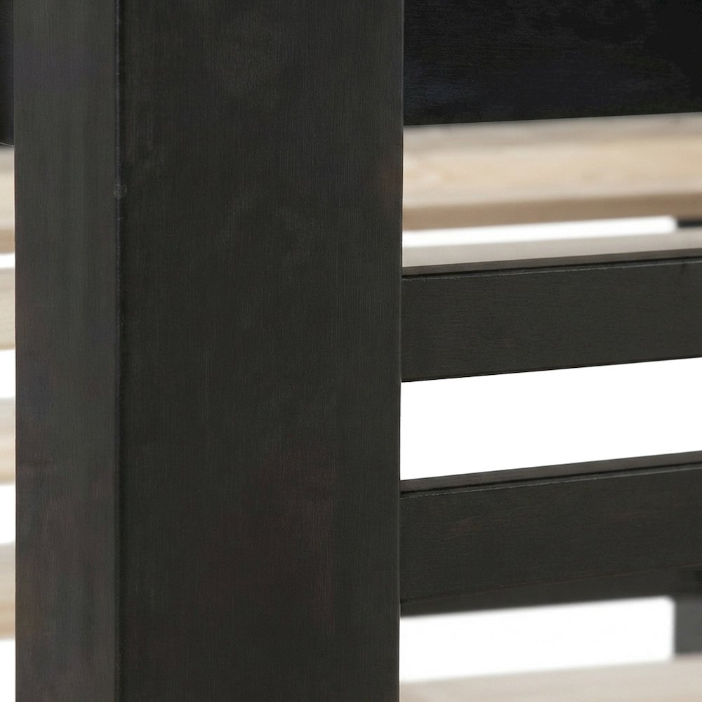 Pine Wood Twin over Full Bunk Bed with Built-In Ladder for Kids, Black