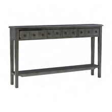 Rubberwood Console Table with Drawers and Open Shelf for Entryway, Grey