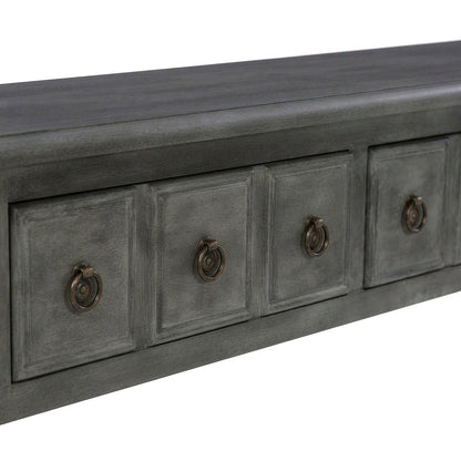 Rubberwood Console Table with Drawers and Open Shelf for Entryway, Grey