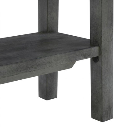 Rubberwood Console Table with Drawers and Open Shelf for Entryway, Grey
