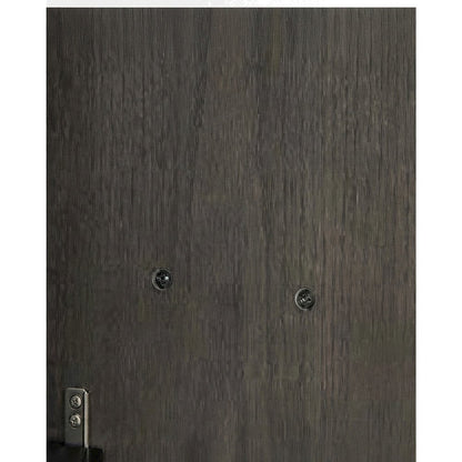 Wood-Finish Side Table with Hidden Door Cabinet and Storage Shelves, Grey