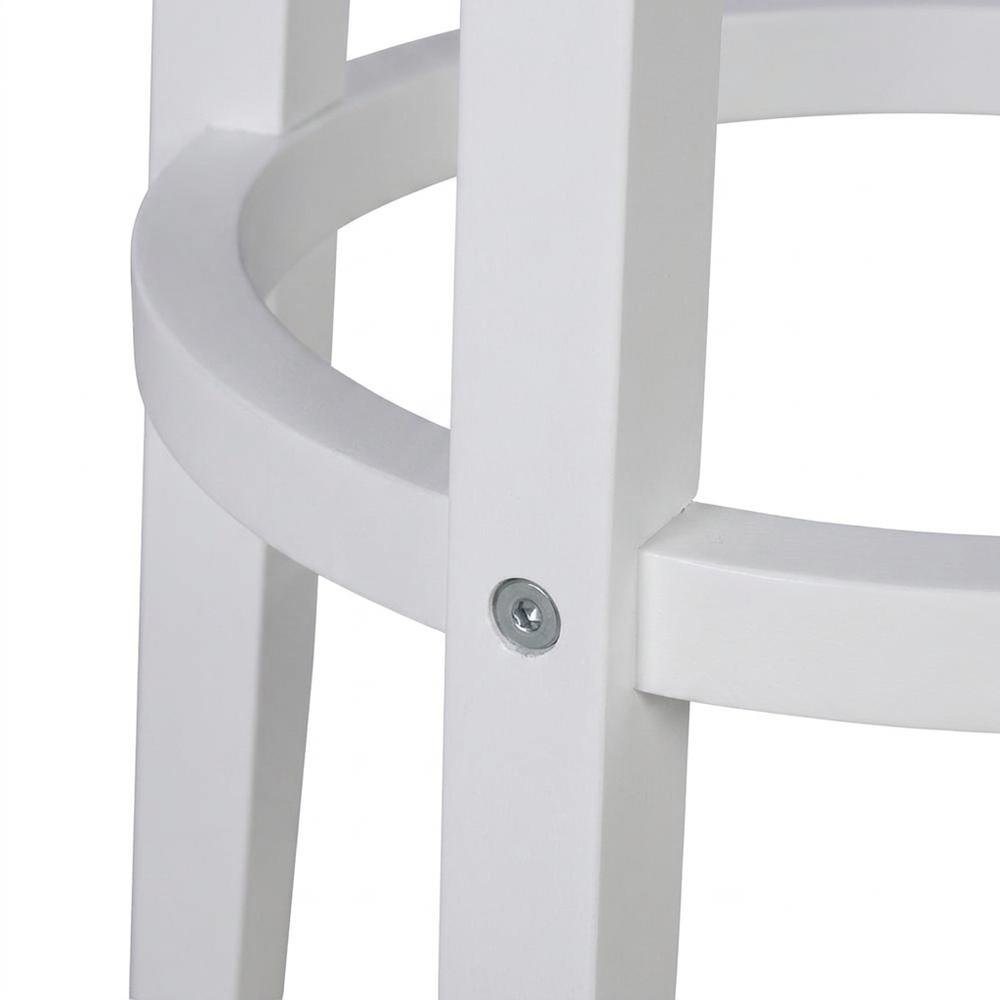 Rubberwood Swivel Counter Stool with Woven Seagrass Seat, Backless, White