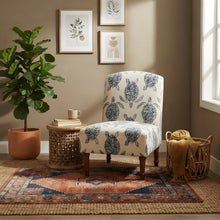 Turtle-Print Upholstered Armless Slipper Chair with Turned Wood Legs, Brown
