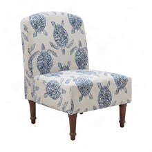 Turtle-Print Upholstered Armless Slipper Chair with Turned Wood Legs, Brown