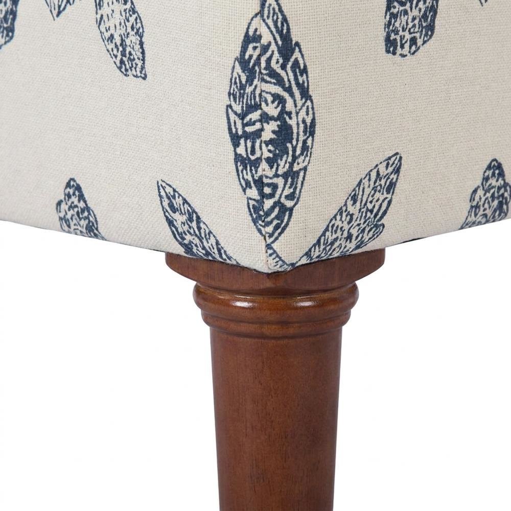 Turtle-Print Upholstered Armless Slipper Chair with Turned Wood Legs, Brown