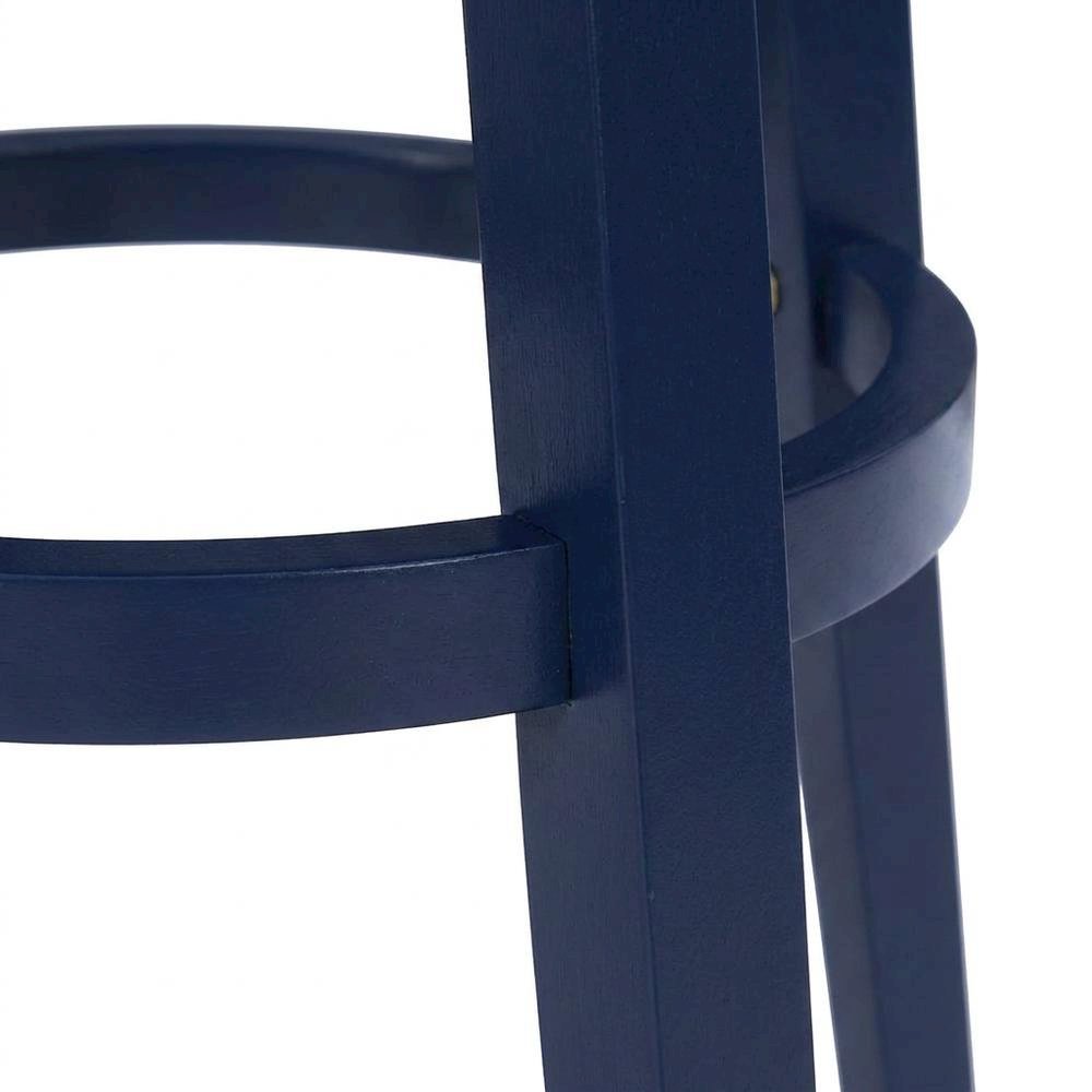 Rubberwood Swivel Bar Stool with Seagrass Seat, Blue